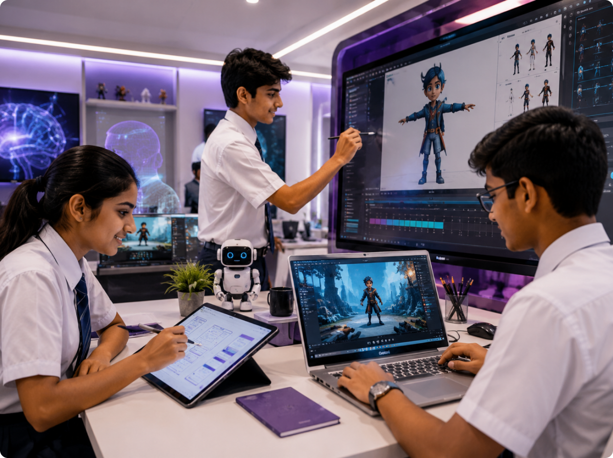 Students working on creative technology projects